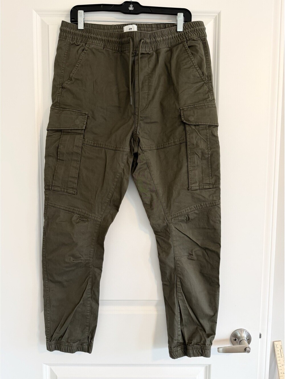 H&M Women’s Slim Fit Cargo Jogger Pants Olive Green Size M Y2K Utility Military